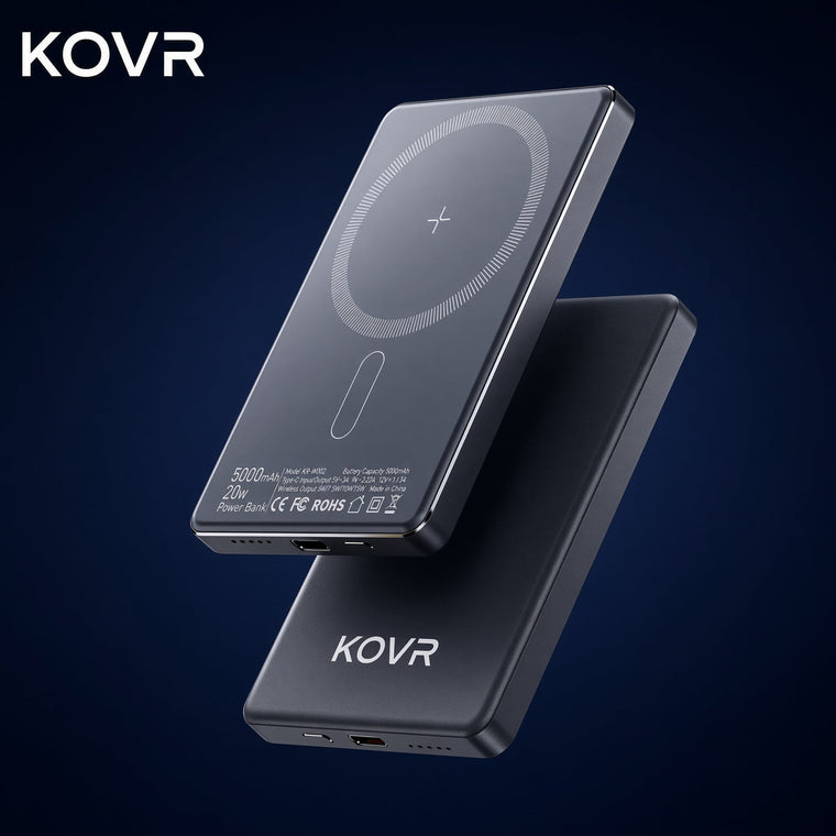 KOVR Relais — batterie externe MagSafe 5 000 mAh, boitier aluminium